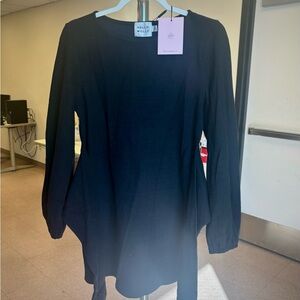 (NWT!) Women's Size 4 Hello Molly Black Waist-Tie Long Bell-Sleeve Midi Dress